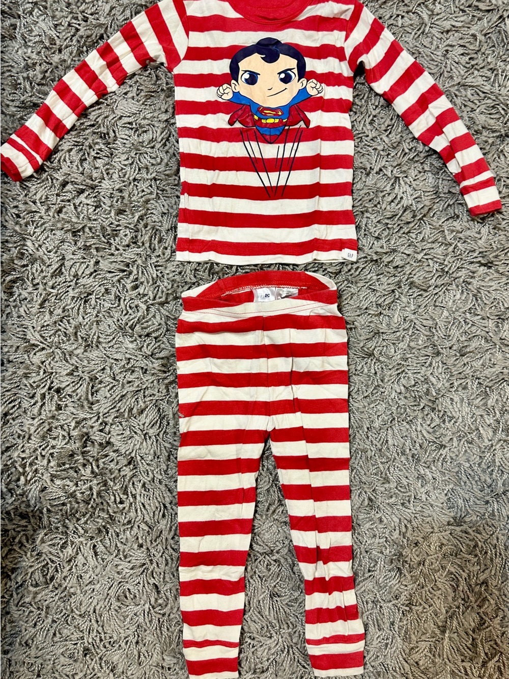 GAP Red and White Striped Superman Pajama Set